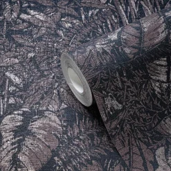 Vliestapete Blattmuster Blau Braun Silber Metallic 39560-5