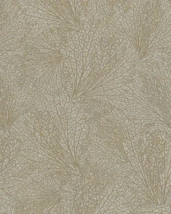 Vliestapete Blattmuster braungrau gold Metallic 31330