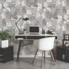 Vliestapete Blattmuster Creme Schwarz Glitzer 10381-10