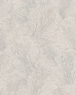 Vliestapete Blattmuster creme silber Metallic 31334