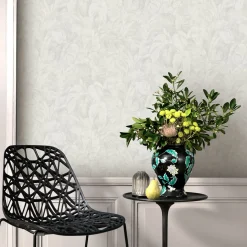 Vliestapete Blattmuster Dschungel Weiß Grau 10416-31