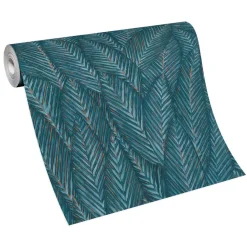 Vliestapete Blattmuster Dschungel Blau 10391-19