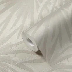 Vliestapete Blattmuster Dschungel Grau Creme 39338-1