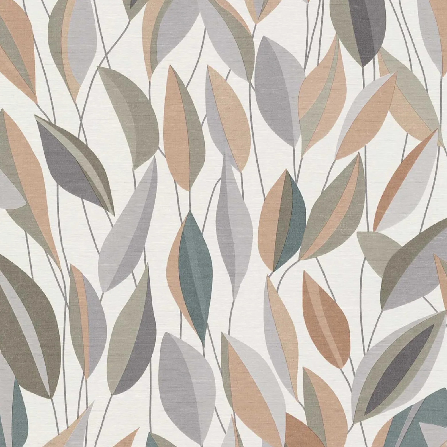 Vliestapete Blattmuster Grau Beige Grün 10431-07