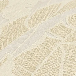 Vliestapete Blattmuster Grau Creme Gold Metallic 39502-5