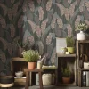 Vliestapete Blattmuster Grau Creme Metallic 10344-47