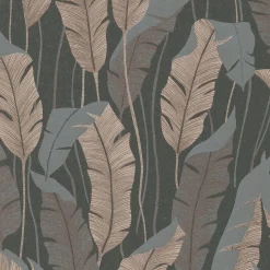 Vliestapete Blattmuster Grau Creme Metallic 10344-47