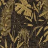 Vliestapete Blattmuster Schwarz Gold Metallic 79164-3
