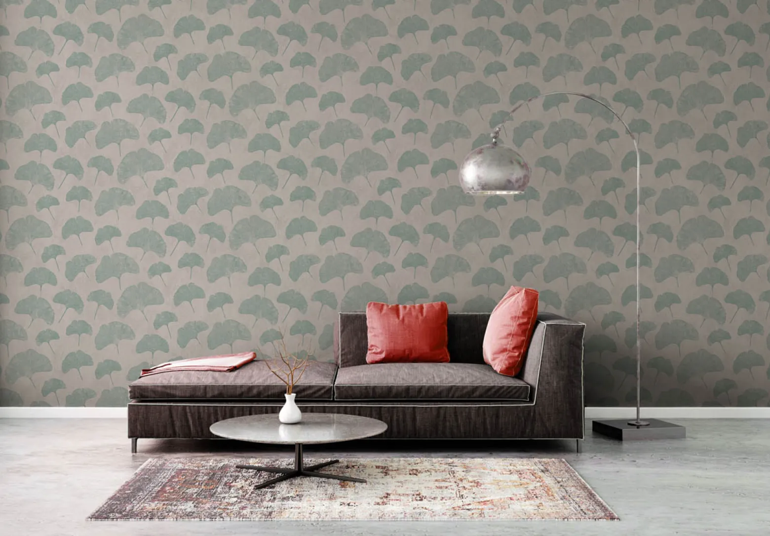 Vliestapete Blattmuster Struktur Beige Grün 38966-3