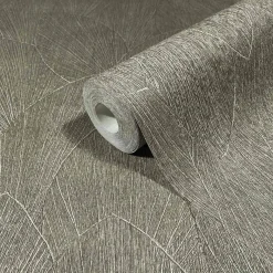 Vliestapete Blattmuster Struktur Braun Grau 35384