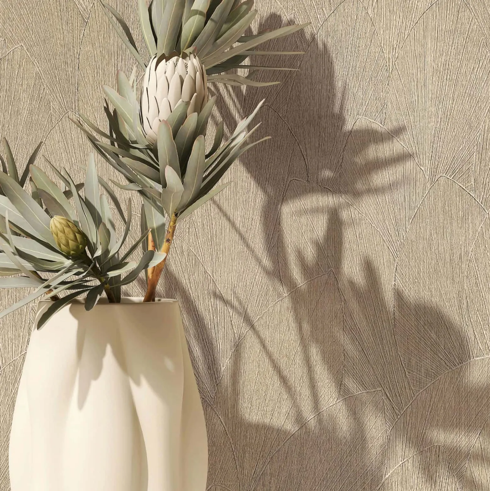 Vliestapete Blattmuster Struktur Beige Braun 35387