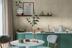 Vliestapete Blattmuster Tropen Creme Beige 79064-2