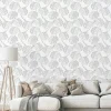 Vliestapete Blattmuster Tropisch Creme Grau 81604