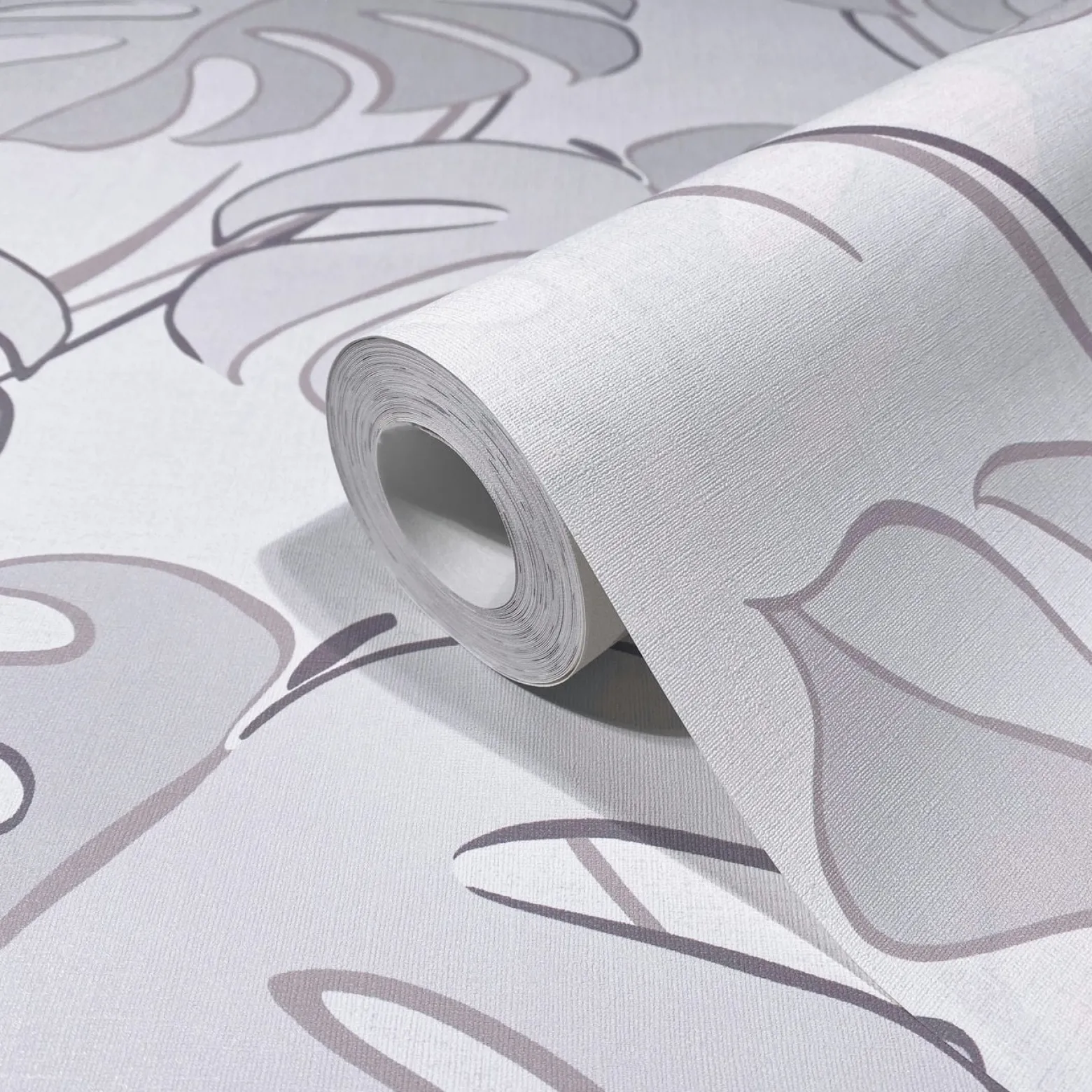 Vliestapete Blattmuster Tropisch Creme Grau 81604