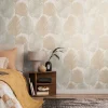 Vliestapete Blattmuster Tropen Grau Beige Glanz 78673-1