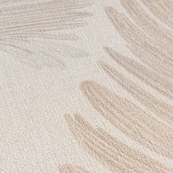 Vliestapete Blattmuster Tropen Grau Beige Glanz 78673-1