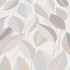 Vliestapete Blattmuster Weiß Grau Beige 10431-31
