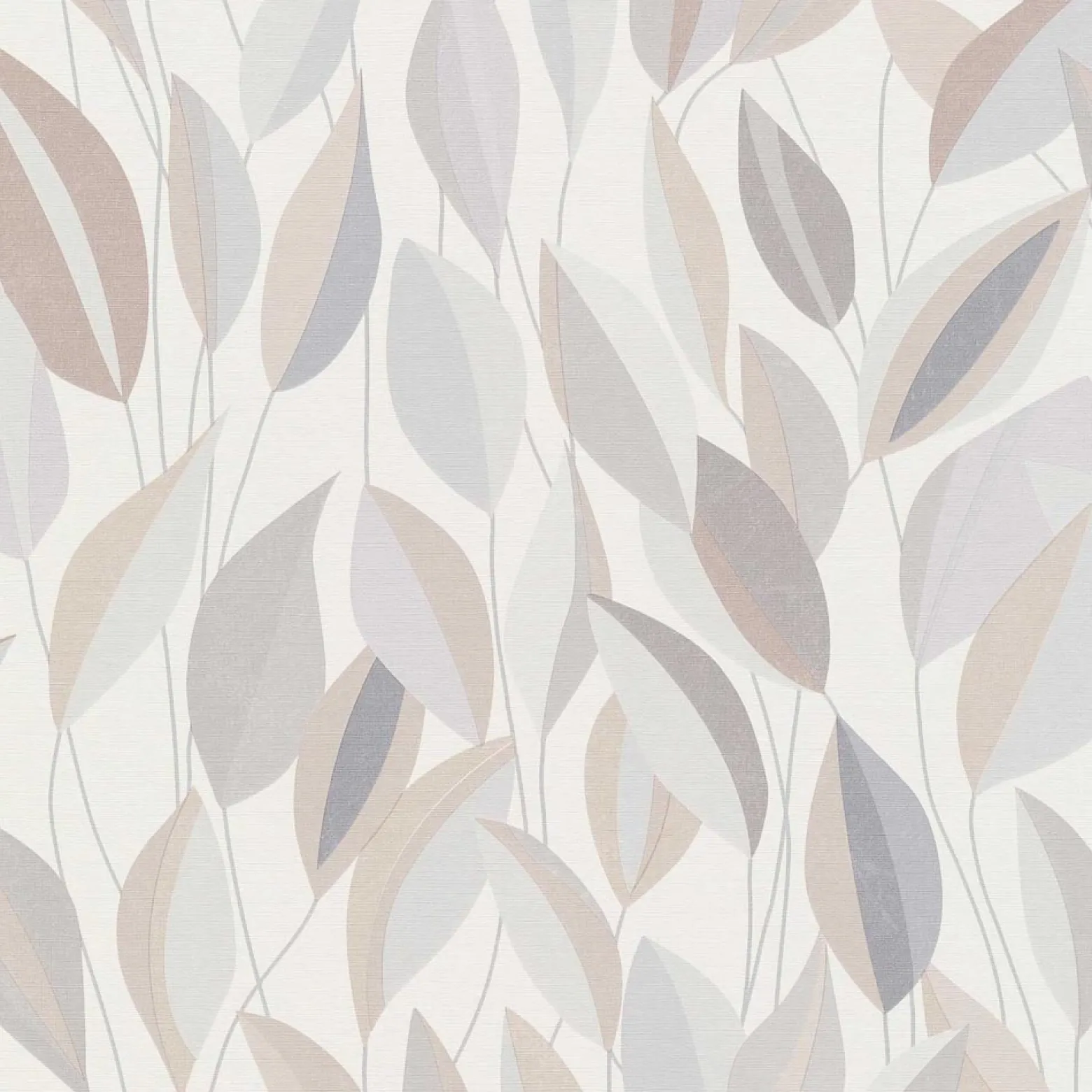 Vliestapete Blattmuster Weiß Grau Beige 10431-31