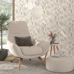 Vliestapete Blattmuster Weiß Grau Beige 10431-31