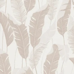 Vliestapete Blattmuster Weiß Creme Metallic 10344-02
