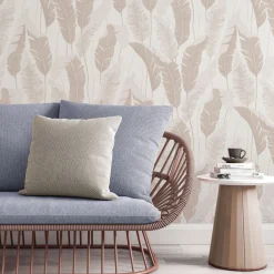 Vliestapete Blattmuster Weiß Creme Metallic 10344-02