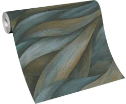 Vliestapete Blau Grün Blattmotiv 10257-08