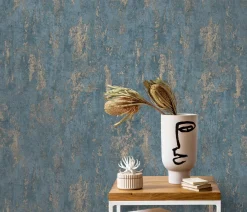 Vliestapete Blau Metallic Putz Optik 10273-08 Erismann