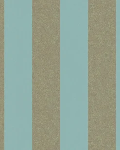 Vliestapete Blockstreifen blau gold Metallic 31326