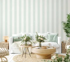 Vliestapete Block Streifen Creme Mintgrün Glitzer 34410