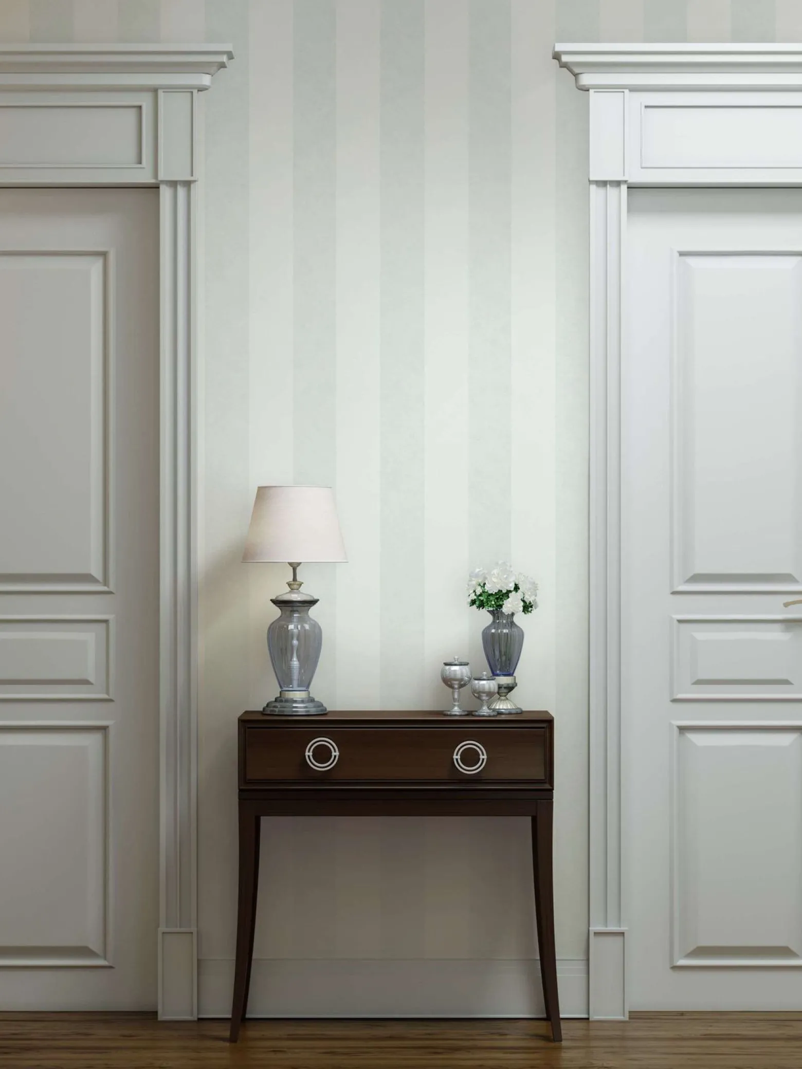 Vliestapete Block Streifen Grau Creme Glitzer 34409