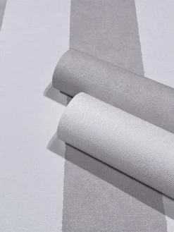 Vliestapete Block Streifen Weiß Grau Glitzer 34408