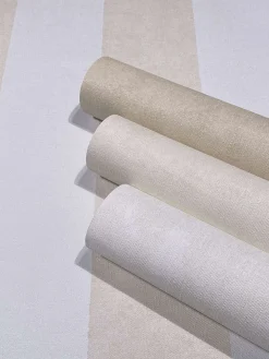 Vliestapete Block Streifen Weiß Beige Glitzer 34413