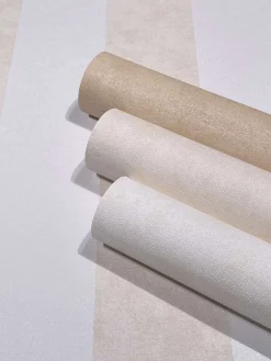 Vliestapete Block Streifen Weiß Apricot Glitzer 34407