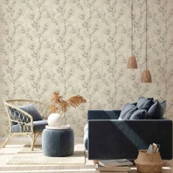 Vliestapete Blütenranken creme weiß braun 37420-2