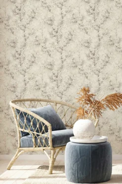 Vliestapete Blütenranken creme weiß braun 37420-2