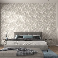 Vliestapete Blätter Abstrakt Braun Grau Metallic 10402-37