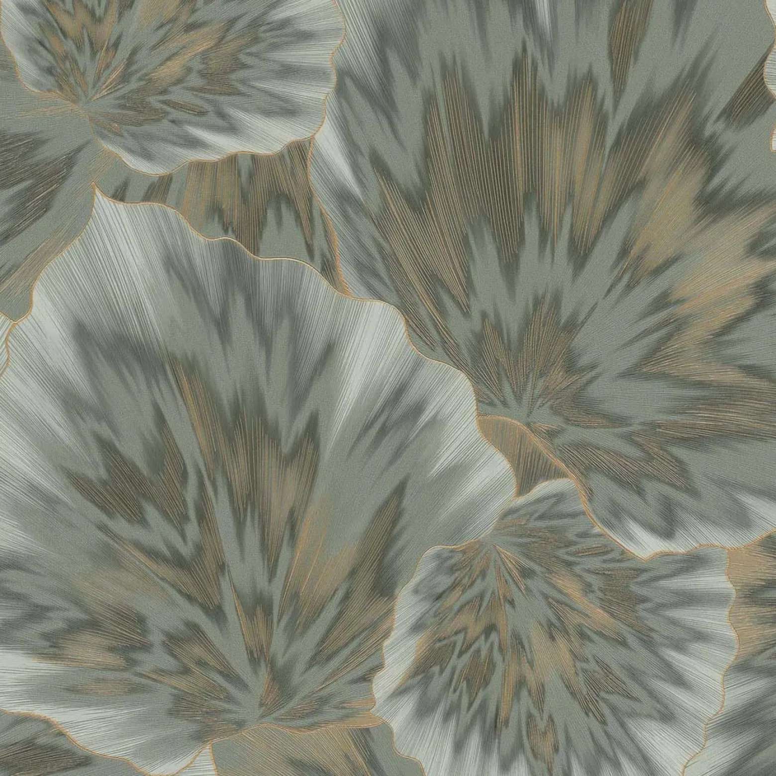 Vliestapete Blätter Abstrakt Grün Gold Metallic 10402-24