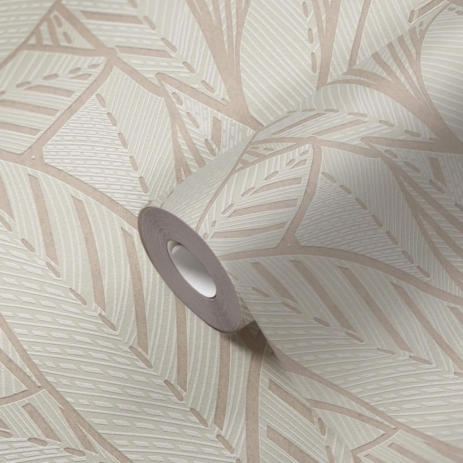 Vliestapete Blätter Abstrakt Grau Creme Metallic 39933-3