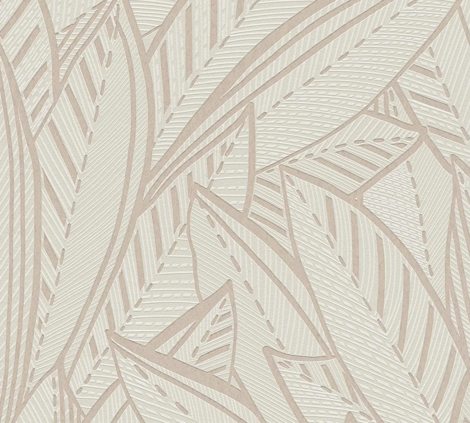 Vliestapete Blätter Abstrakt Grau Creme Metallic 39933-3