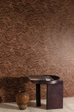 Vliestapete Blätter Abstrakt Orange Beige Glanz A62103
