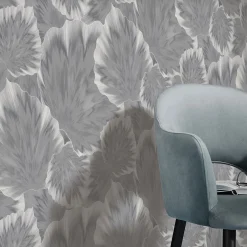 Vliestapete Blätter Abstrakt Grau Silber Metallic 10402-10