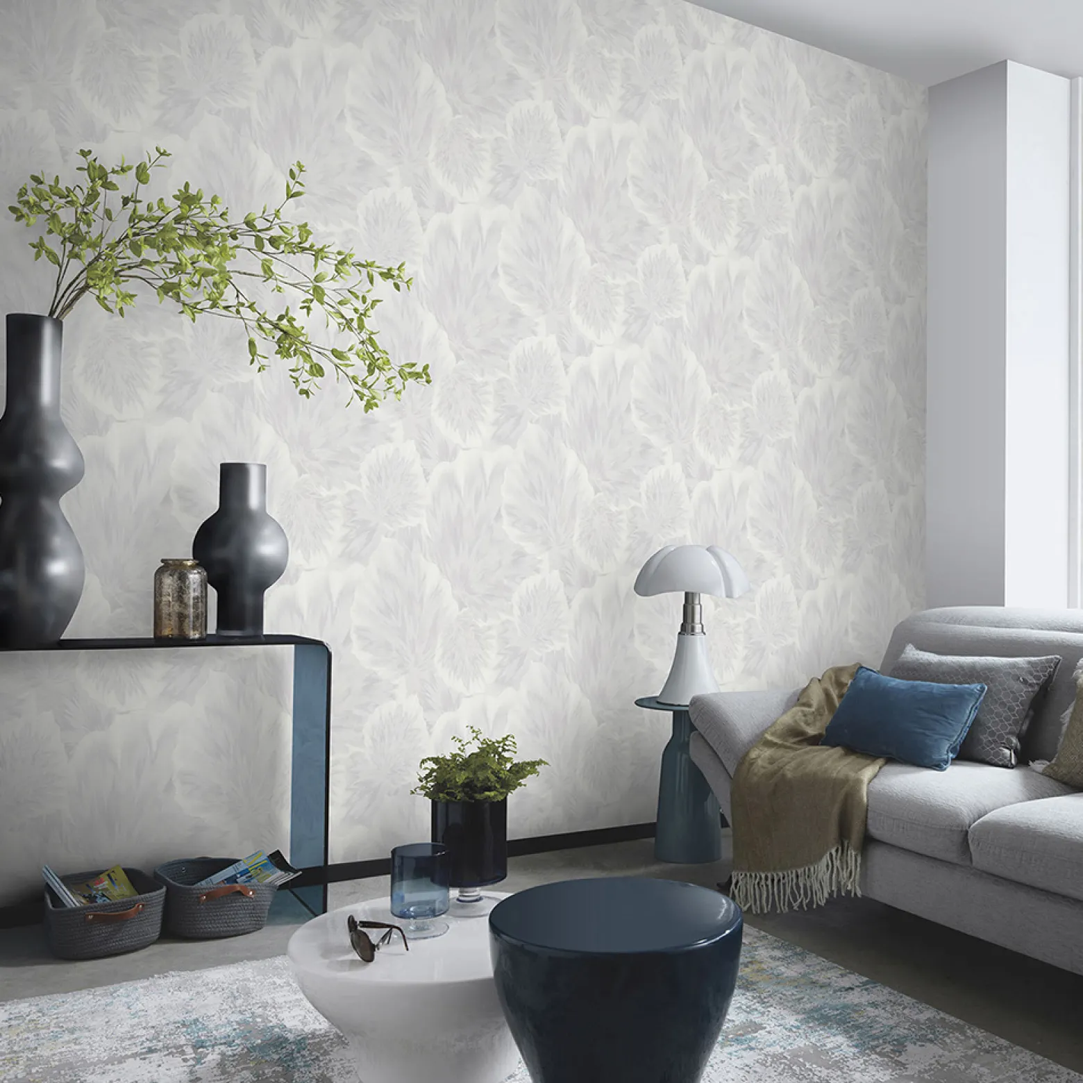 Vliestapete Blätter Abstrakt Weiß Creme Metallic 10402-01