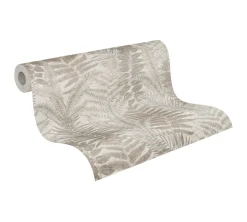 Vliestapete Blätter Aquarell Grau Beige 39347-5