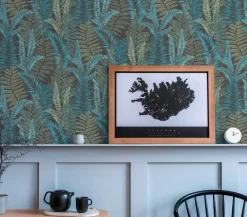 Vliestapete Blätter Aquarell Schwarz Grün 39347-3