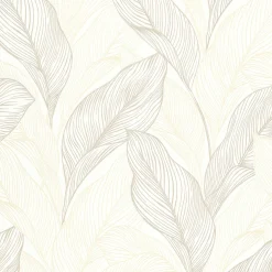 Vliestapete Blätter Beige Metallic Glitzer 10282-02