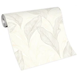 Vliestapete Blätter Beige Metallic Glitzer 10282-02