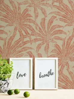 Vliestapete Blätter Beige Orange Glitzer 39501-3
