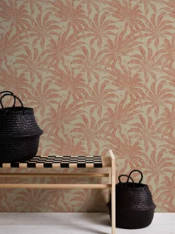 Vliestapete Blätter Beige Orange Glitzer 39501-3