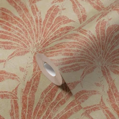 Vliestapete Blätter Beige Orange Glitzer 39501-3