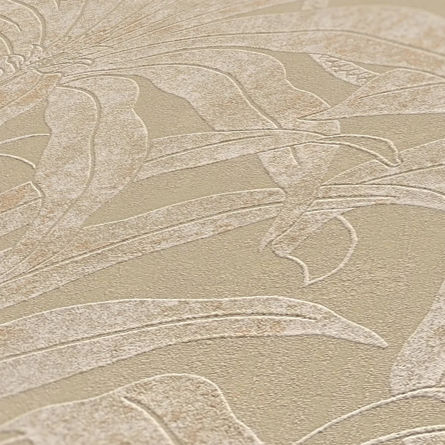 Vliestapete Blätter Beige Weiß Gold Metallic 39501-4